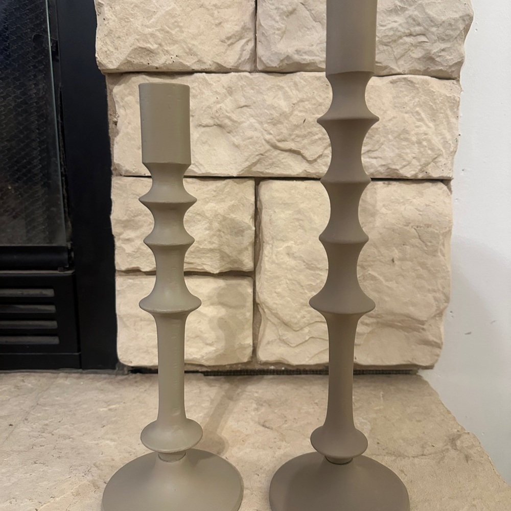 Elegant Taupe Candle Holders